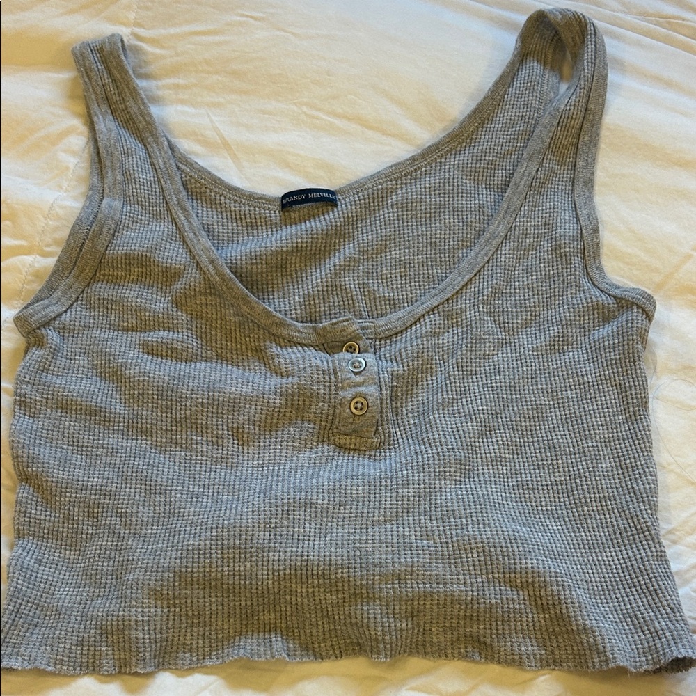Brandy Melville Gray Buttoned Crop Top